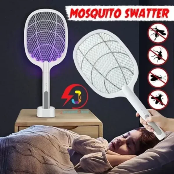 Rechargeable Dual-Use Electric Mosquito Racket Mosquito Swatter with LED - Image 3